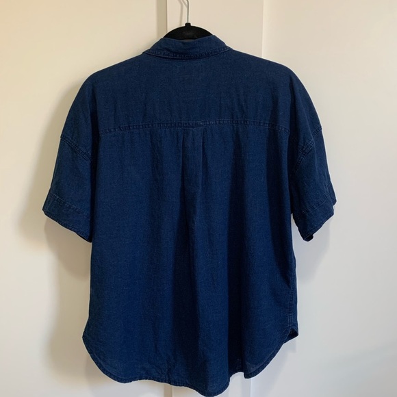 J. Crew Trademark Utility Pocket Denim Chambray Shirt Top Camp Blouse Button Up - Picture 4 of 5